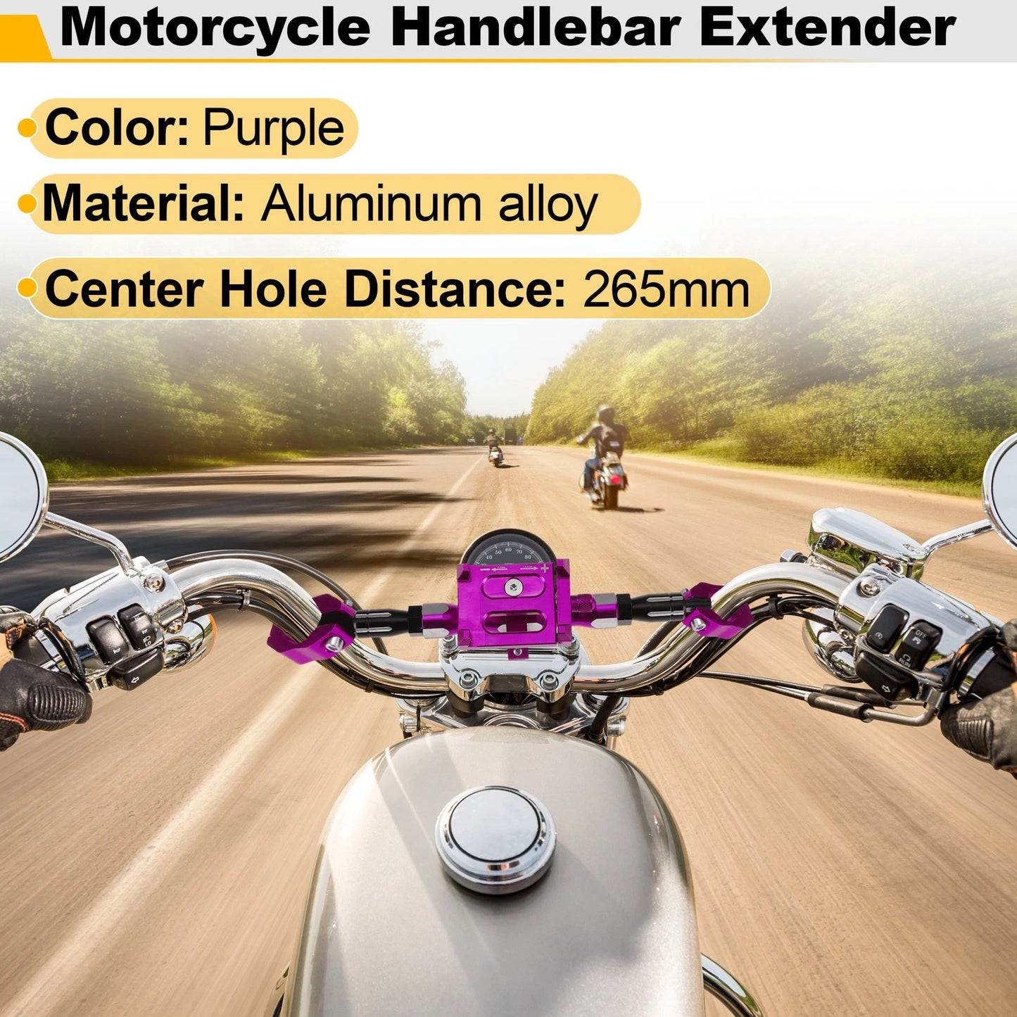 Balance Bar Extender Bracket / 265mm / Center Hole Purple for Motorcycle