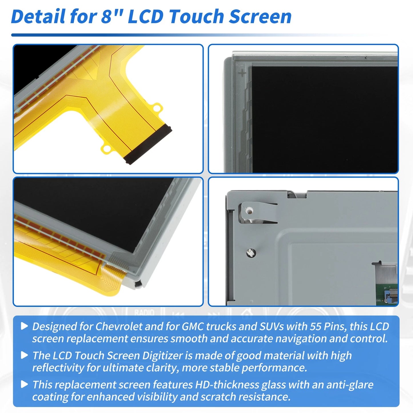 8" LCD Touch Screen Glass Digitizer for Chevrolet