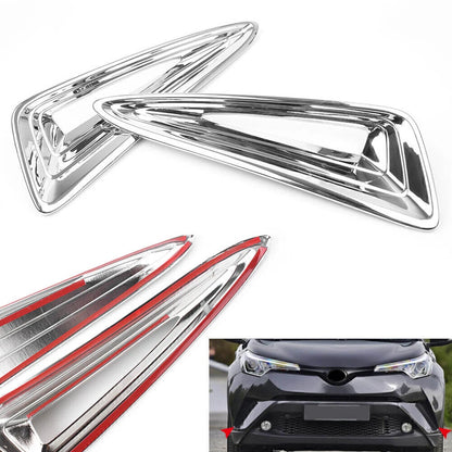 Pair ABS Chrome Front Fog Light Moulding Trim for Toyota C-HR (2016-2018)