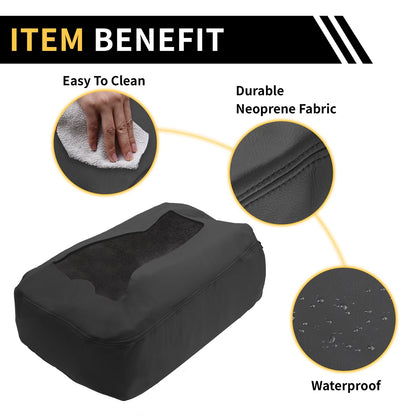 Console Lid Armrest Cover for Chevrolet Microfiber Leather With Zipper Black