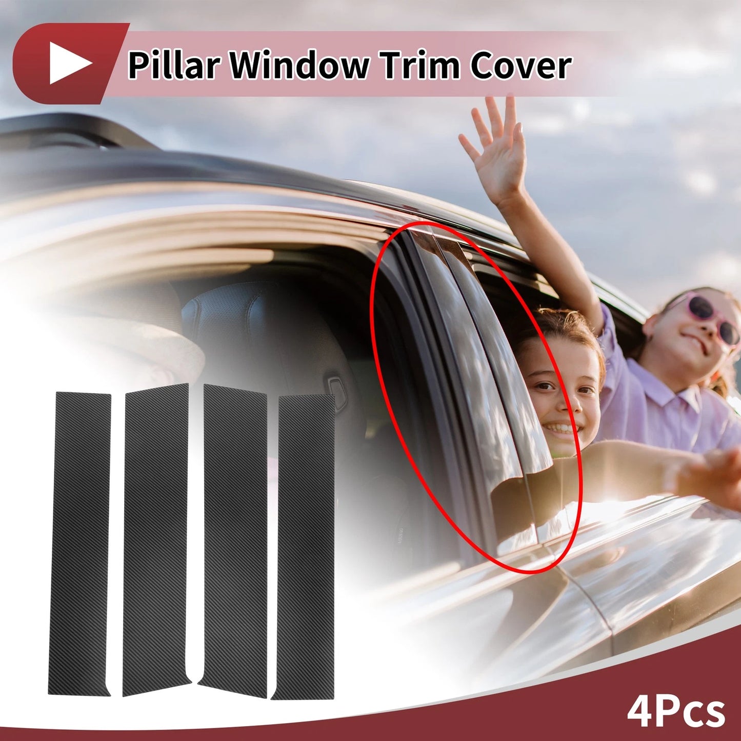 4 x Car Door Pillar Window Trim Carbon Fiber for Toyota Tacoma (2024–2025)
