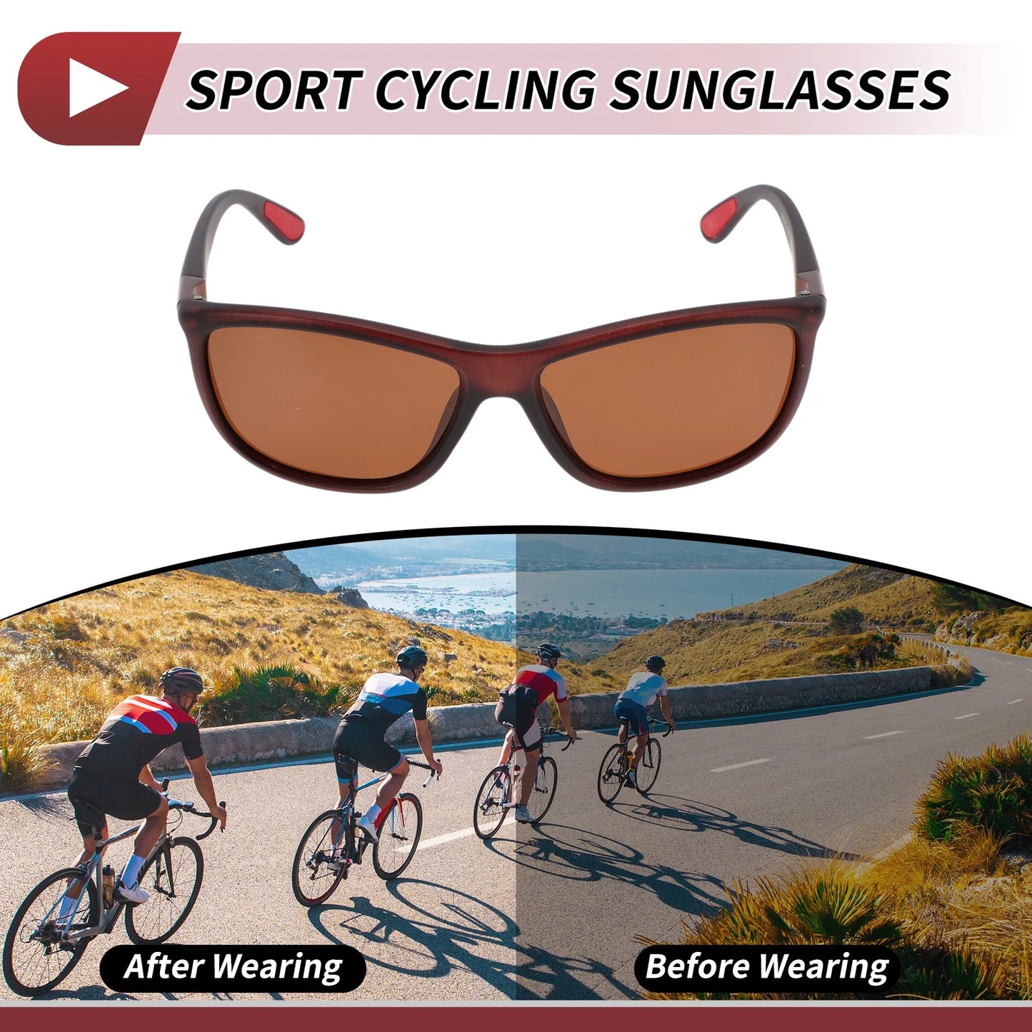 Motorcycle Riding Goggles Brown Lens Black Frame Tri-acetel Cellulose