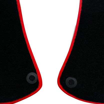 Black Floor Mats for Ferrari Roma with Leather & Red Trim