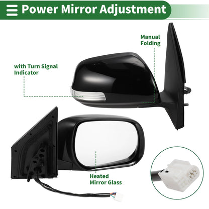 Right Side Door Mirror for Toyota RAV4 (2009-2012) Manual Folding Gloss Black