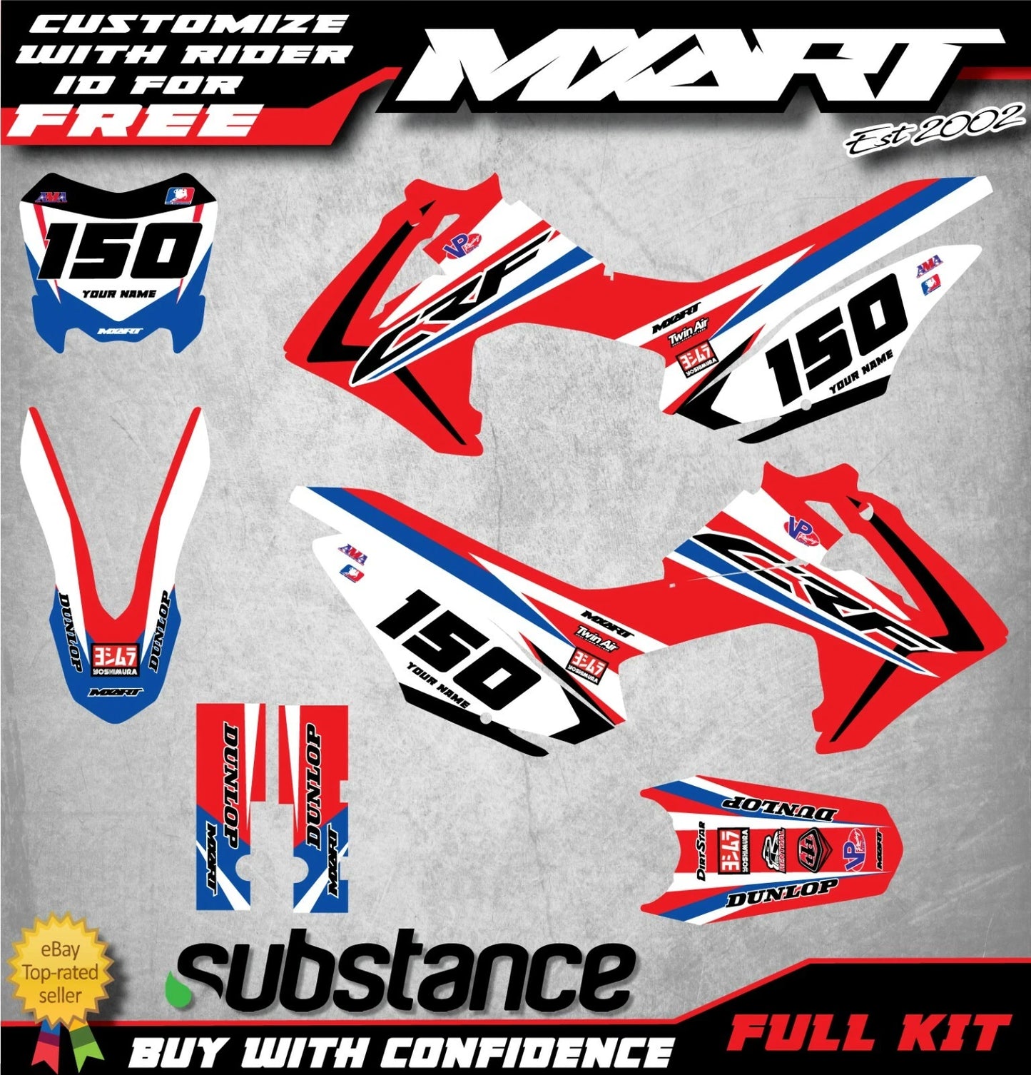 Custom Graphics Full Kit for Honda CRF 125 (2013-2018) SLEEK STYLE