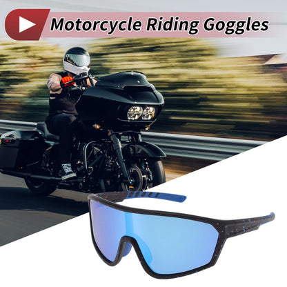 Goggles for Motorcycle Riding Blue Lens Black Frame UV400 PC