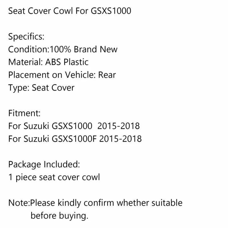 Rear Pillion Seat Cover for Suzuki GSXS1000 GSXS1000F (2015-2020)