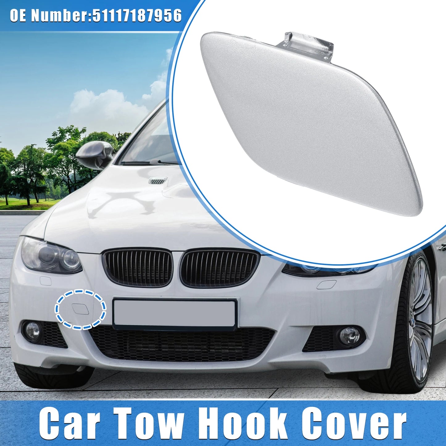 Tow Hook Cover for BMW E92 E93 2007-2010 Silver Tone Right