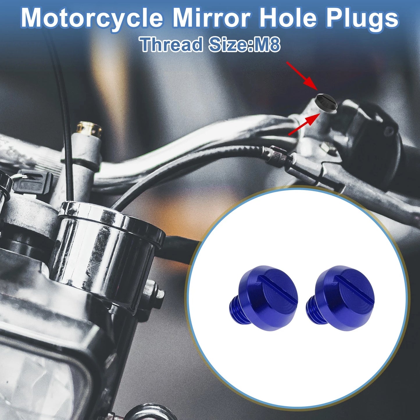 Mirror Hole Plugs / M8x1.25 / Motorcycle Screws Blue for Motorcycle