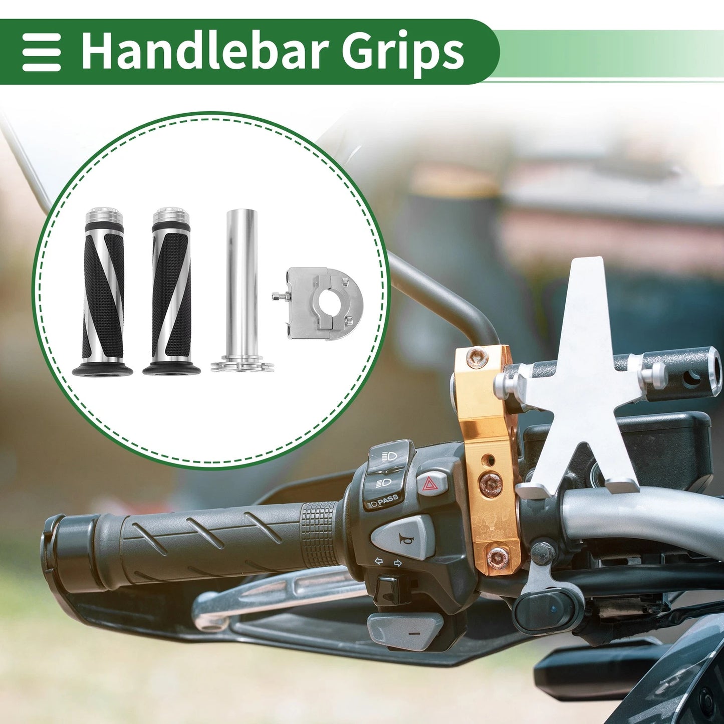 Hand Grips Cover Kit Handlebar Diamond Twill Pattern for Motorcycle
