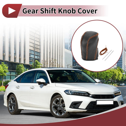 Car Gear Shift Knob Cover for Honda Fit (2021-2023) Brown Faux Leather