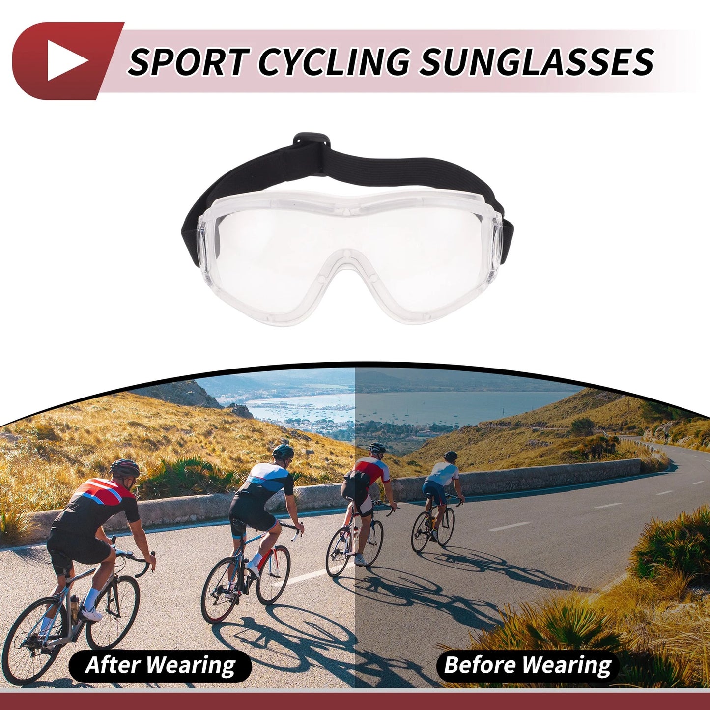 Motorcycle Riding Goggles for Motorcycle Frame Clear Lens PU Sunglasses