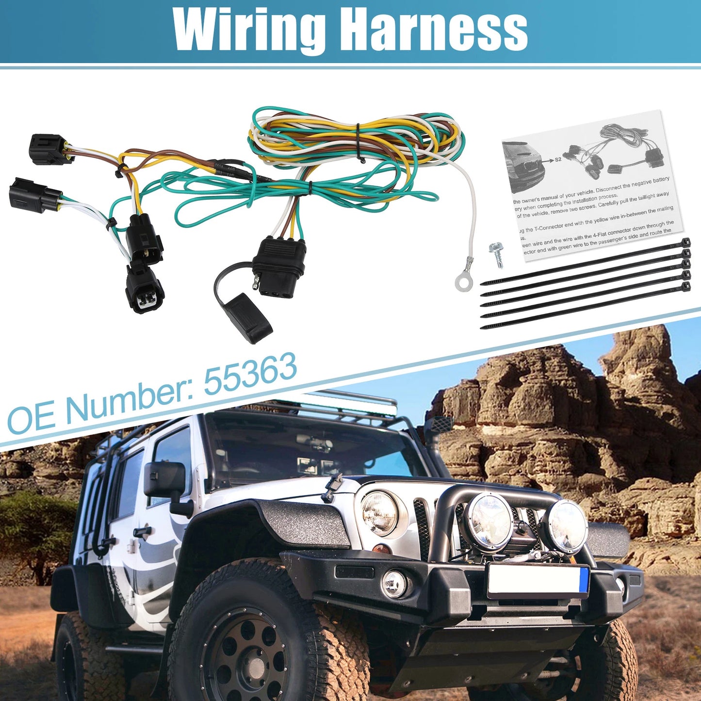 4-Pin Trailer Wiring Harness for Jeep Wrangler (1998-2006)