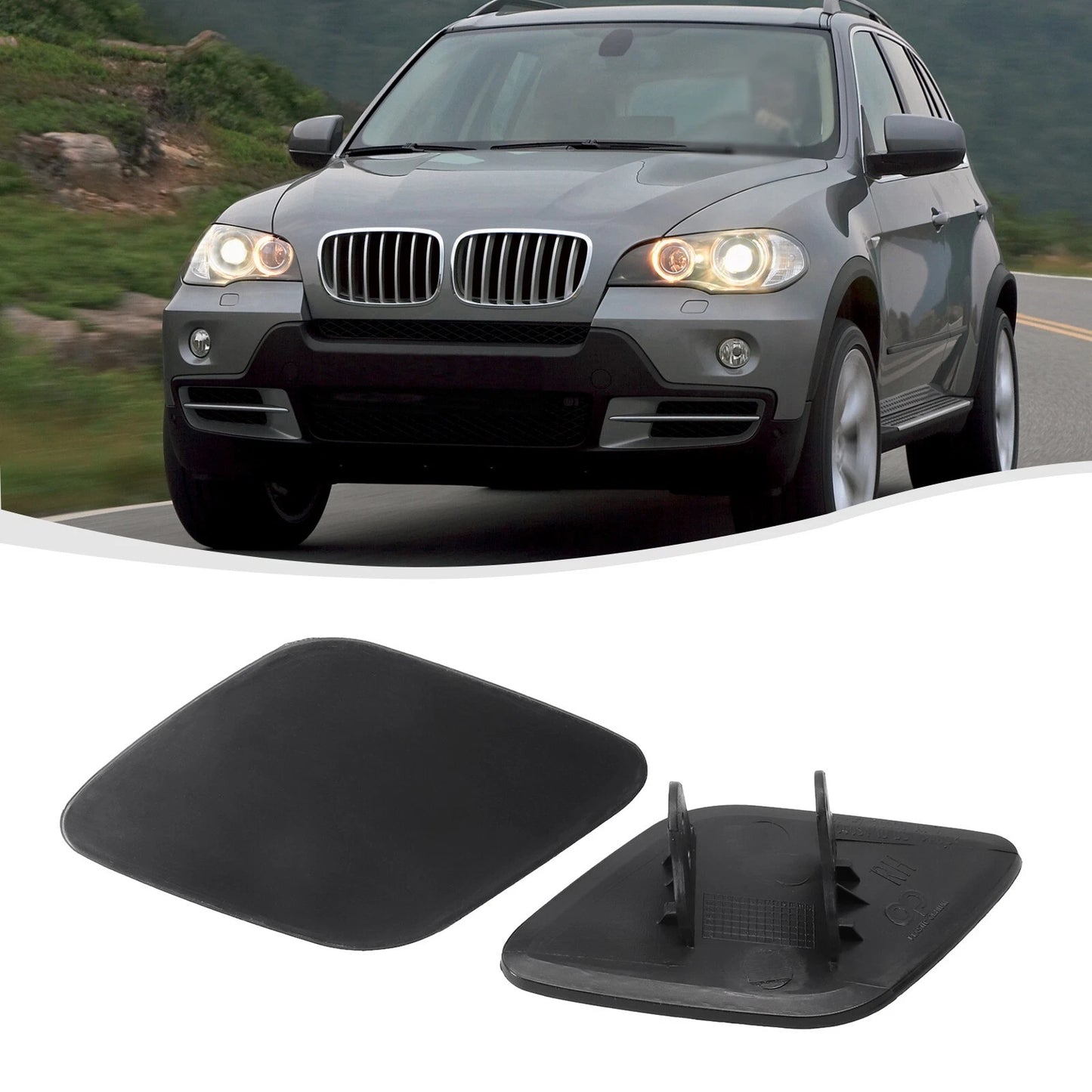 Set of 2 Front Left/Right Headlight Washer Nozzle Covers for X6 (2008–2014)