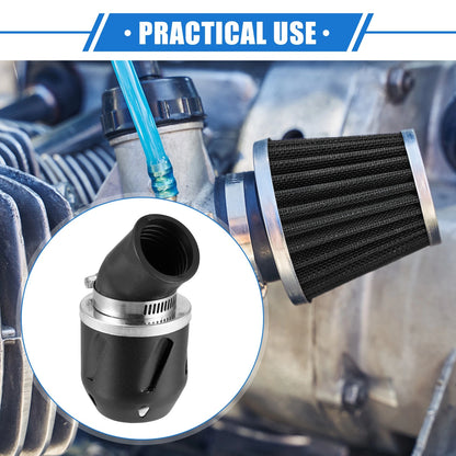 Universal Motorcycle Air Filter 35mm 1.38in ID 90x60mm Aluminum Alloy Black