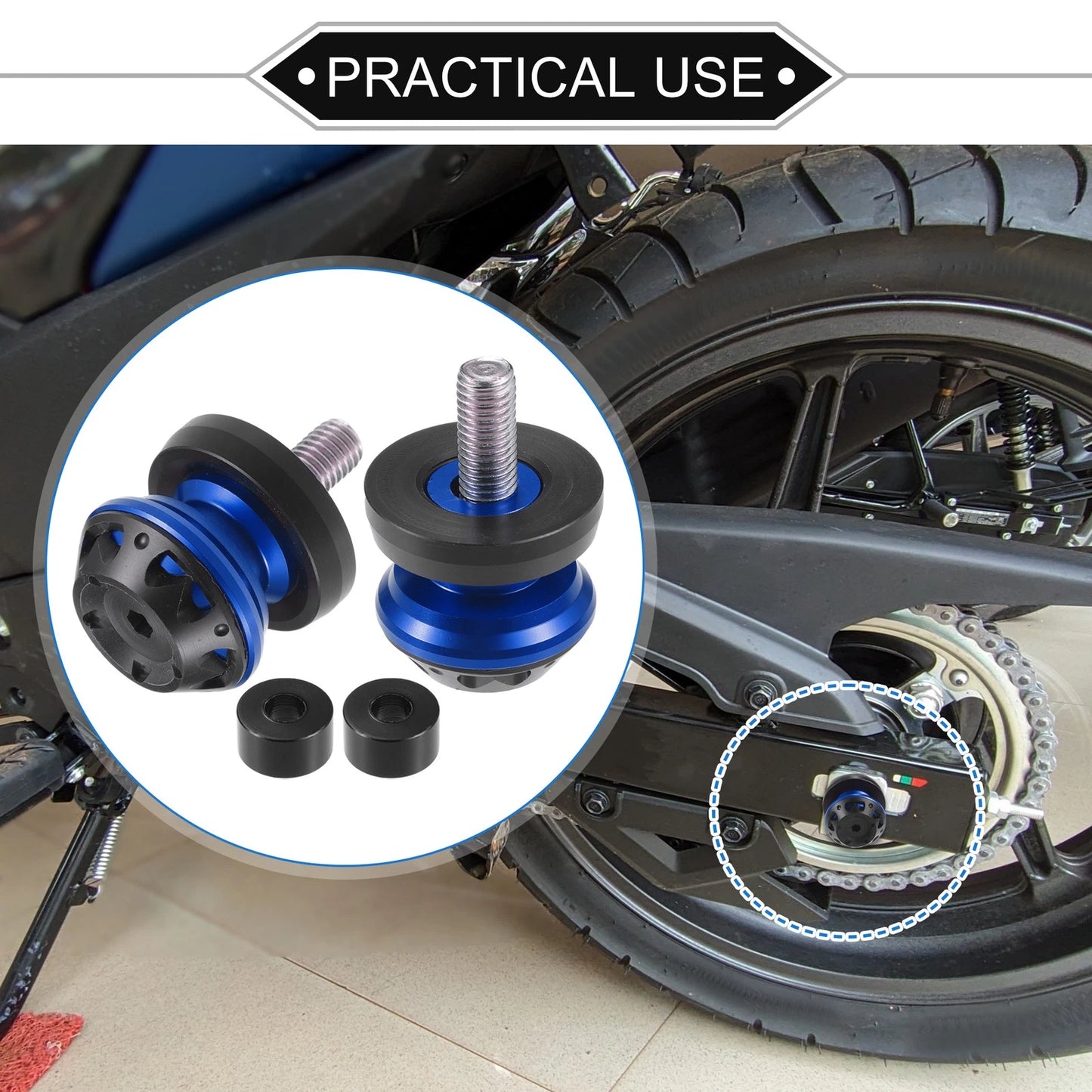 Pair Swingarm Spool 10mm CNC Swing Arm Sliders Stand Blue for Motorbike