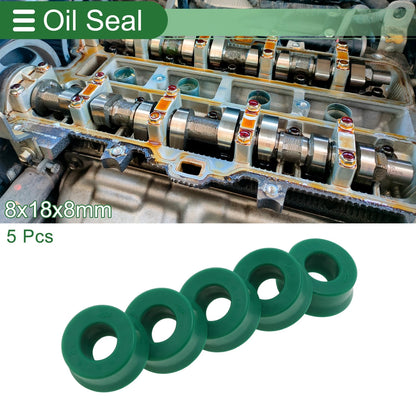 Oil Seal / 8x18x8mm / Seal Ring Rotary Shaft Seal TPU Green 5 Pcs