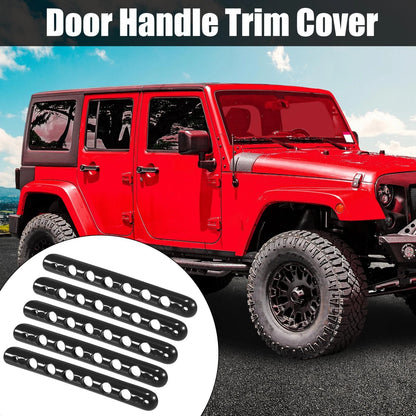 5 x Black Door Handle Insert Trim Covers for Jeep Wrangler JK (2007-2018)