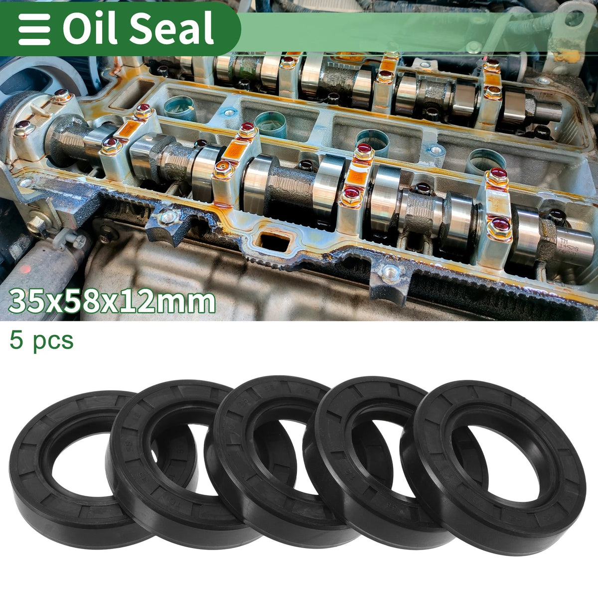 Oil Seal 5 x 35x58x12mm NBR Rubber Seal Ring Black