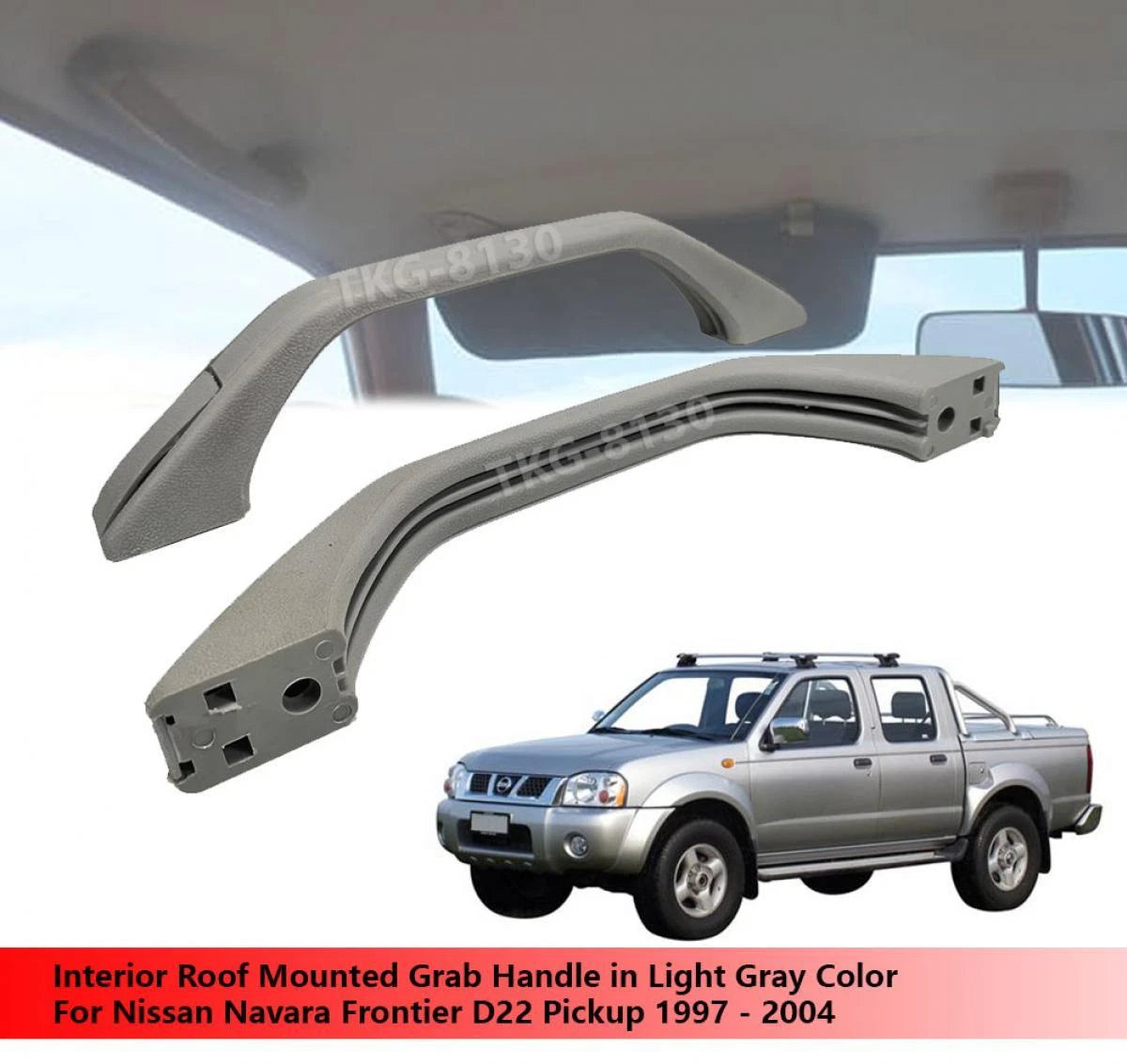 Gray Roof Mounted Grab Handle for Nissan Navara Frontier D22 (1997-2004)