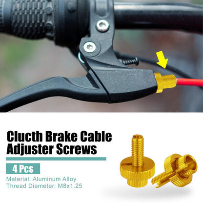 4pcs M8 Brake Clutch Lever Cable Adjuster Screws Bolts Gold Tone for Motorcycle