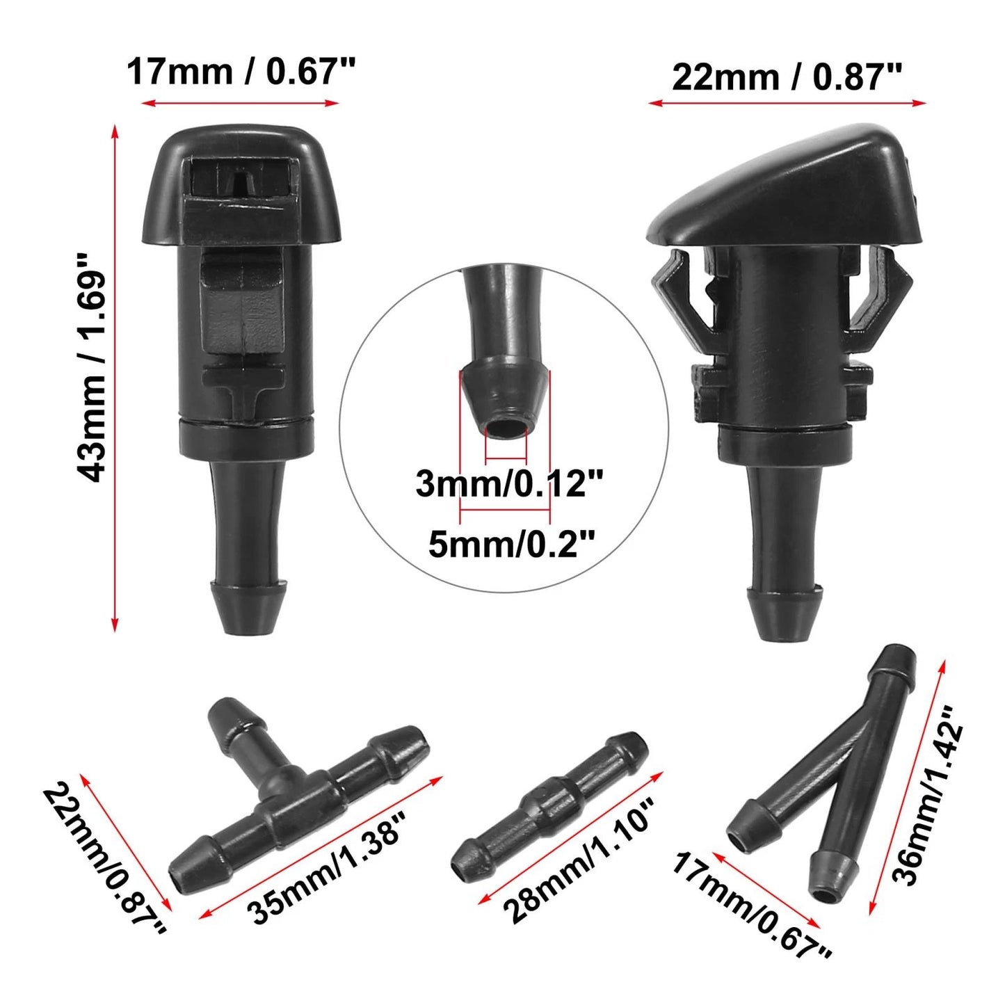 4 x Front Windshield Washer Nozzles for Dodge Avenger (2008-2014)