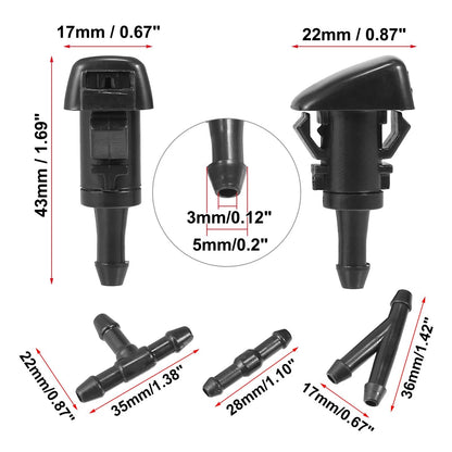 4 x Front Windshield Washer Nozzles for Dodge Avenger (2008-2014)