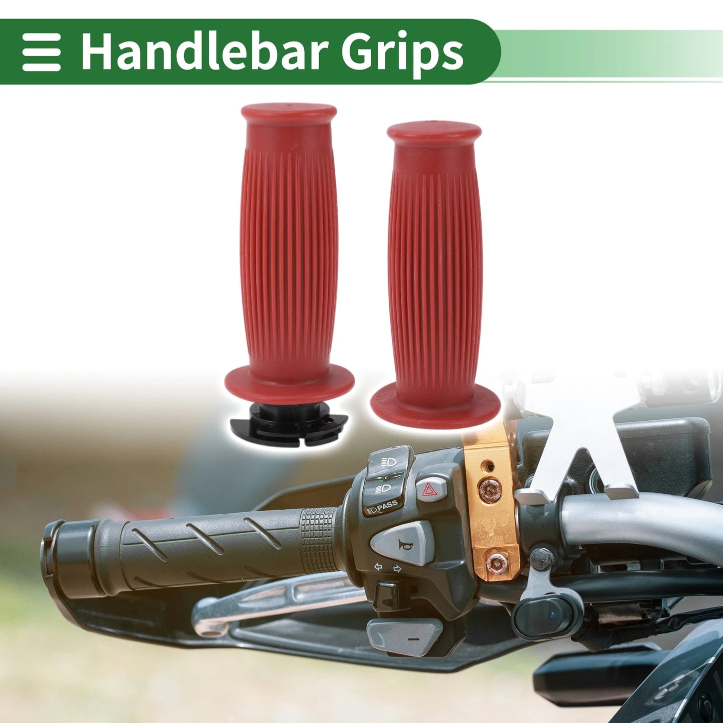 7/8" 22mm Hand Grips TPU Dark Red Stripe for Motorcycle
