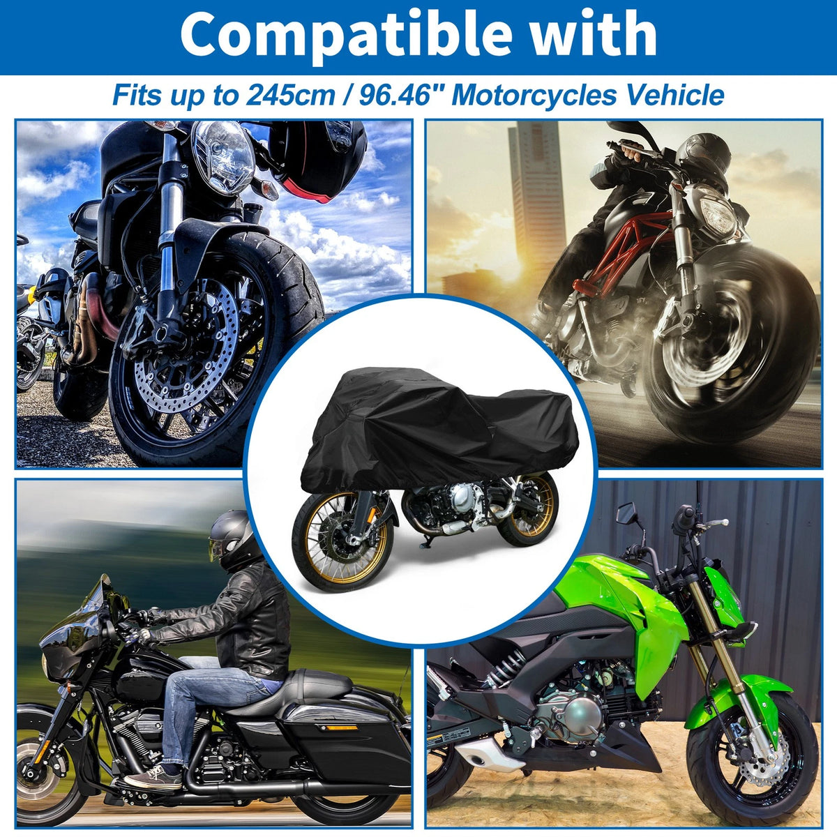 Motorcycle Cover / 96.46x41.34x25.59 / Waterproof Half Cover for Motorcycle