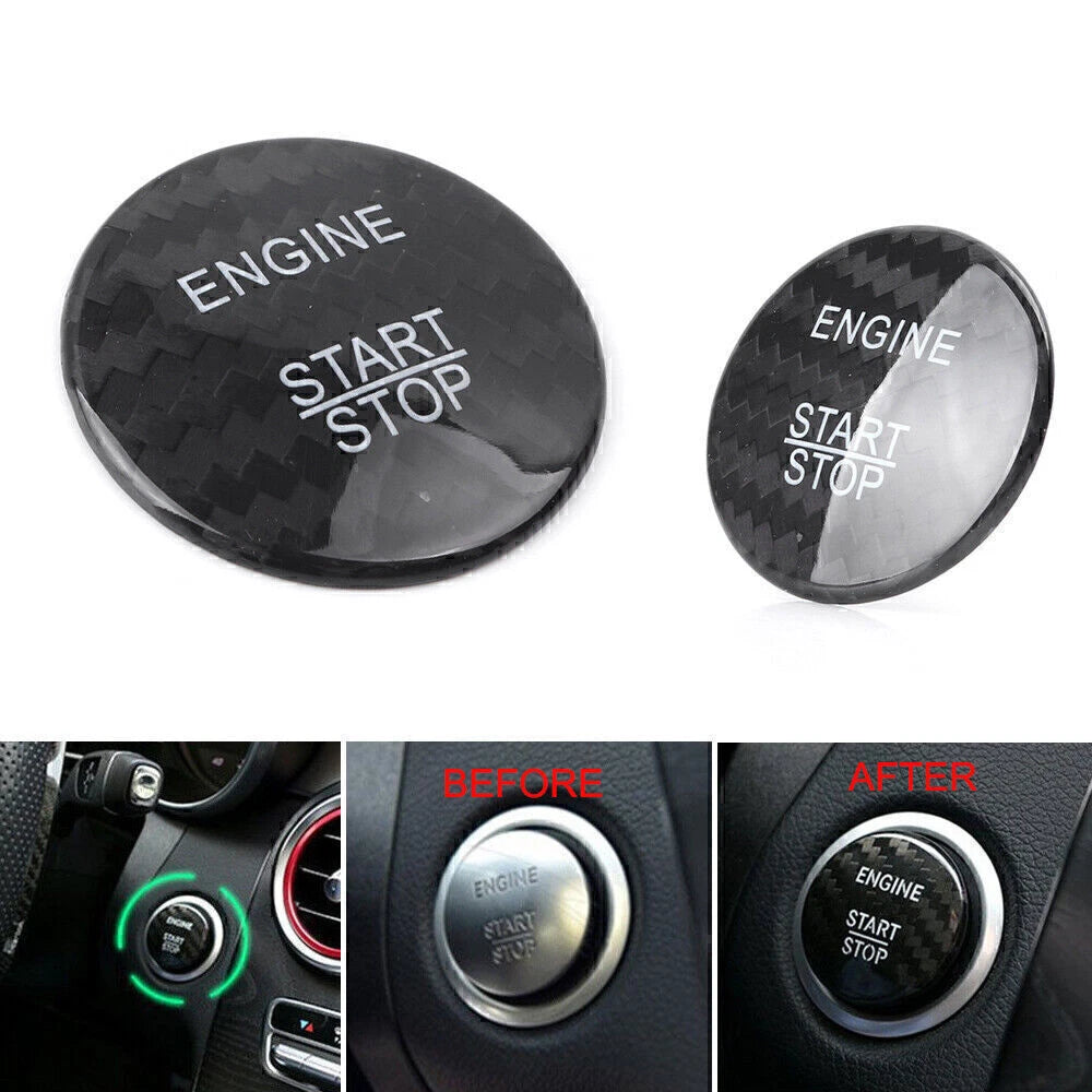 Carbon Fiber Engine Start Stop Button Sticker Cover for Mercedes Benz E Class