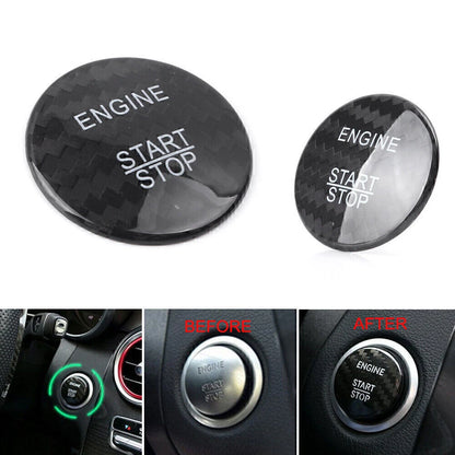 Carbon Fiber Engine Start Stop Button Sticker Cover for Mercedes Benz E Class