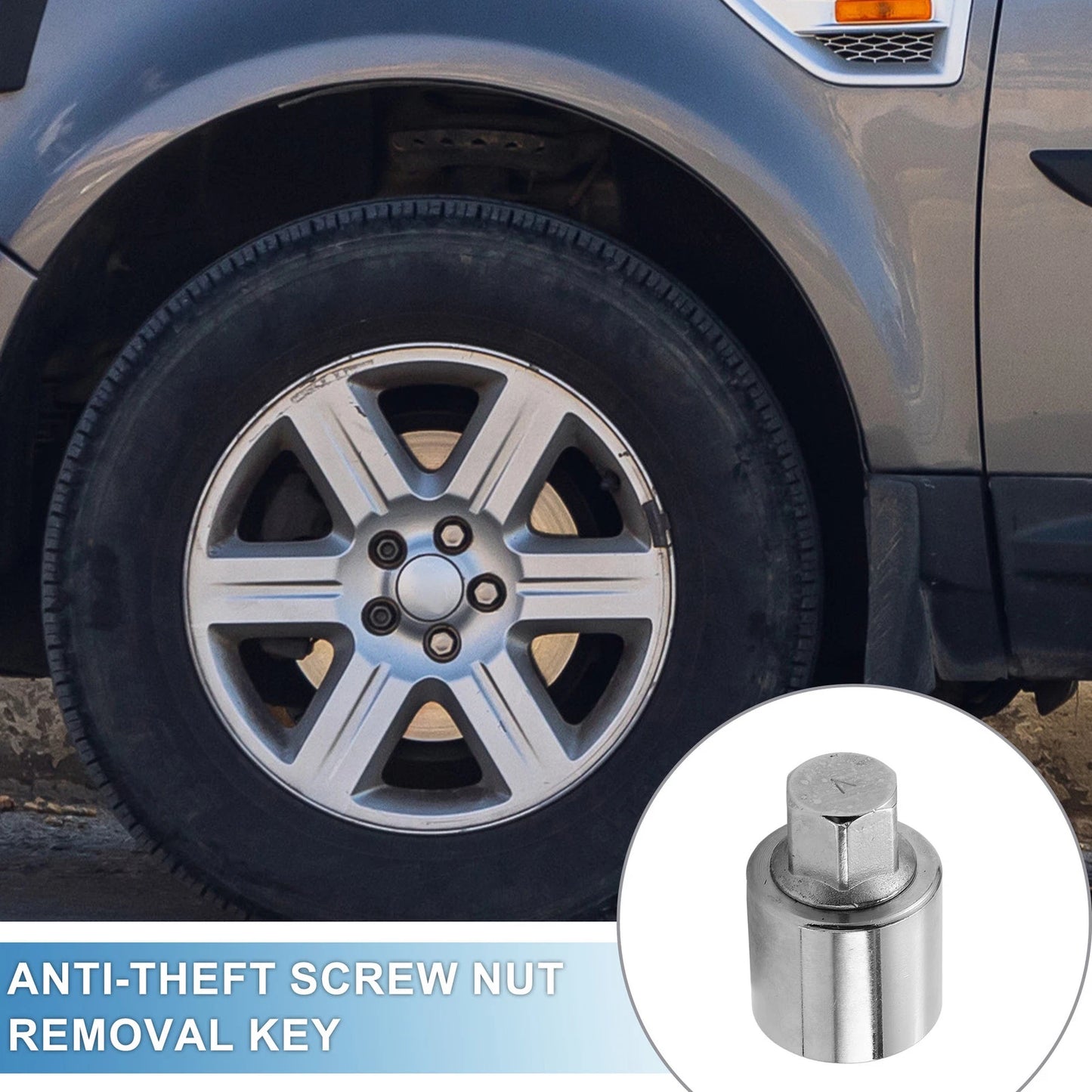 V Wheel Lock Lug Nut Anti-Theft Key Socket for Land Rover