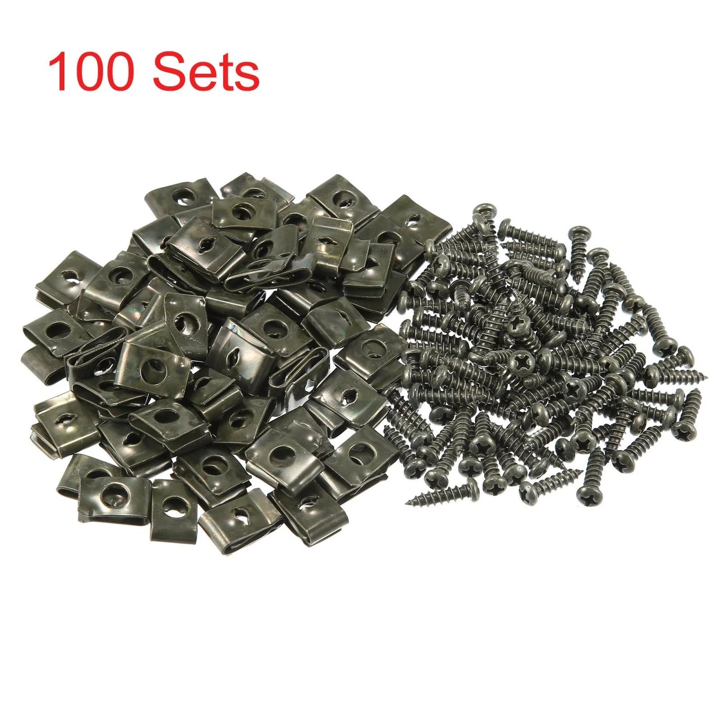 100 Sets Motorcycle Fairing U-Type Fasteners Clips Green for Make Model