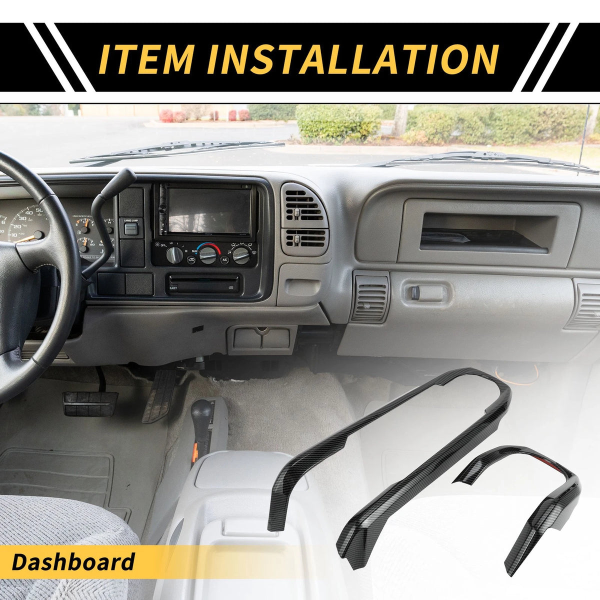 Set Carbon Fiber Dashboard Panel Cover Trim for Toyota Tacoma (2016–2023)