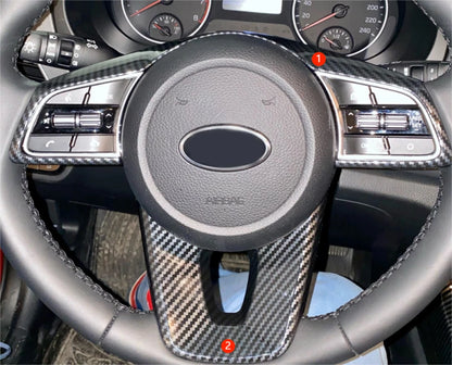 Fiber Steering Wheel Lid Set Full Cover Trim for 2019-2021 Kia Forte K3 2 x pcs