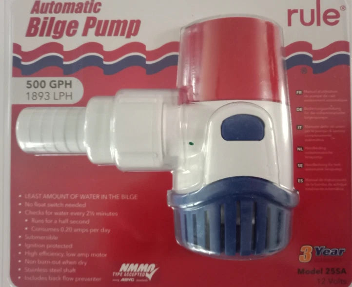 Automatic Bilge Pump 500 GPH for Rule 500 Series Boats
