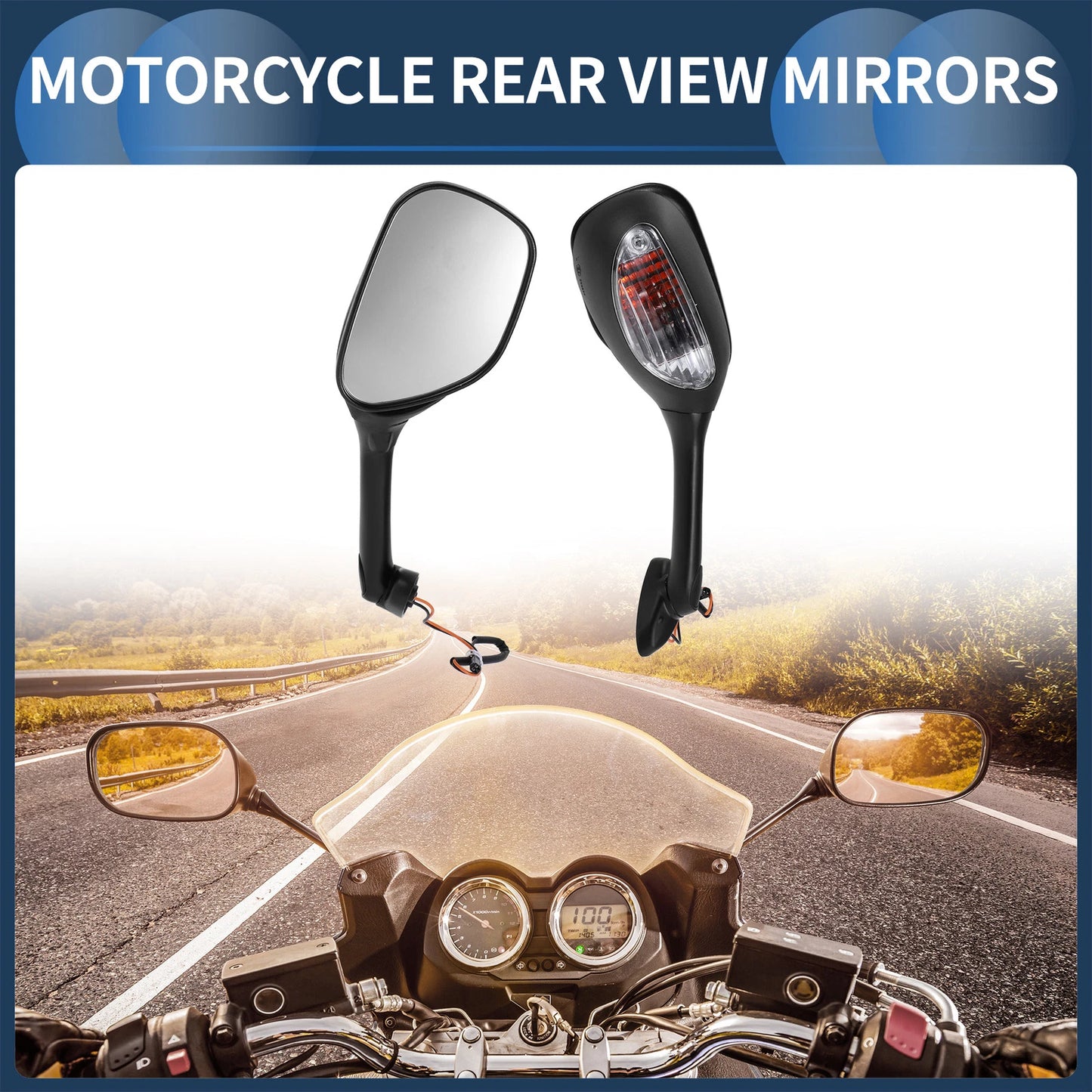 Set of Rear View Mirrors w/ Turn Signals for Suzuki GSXR600 (2006-2018)
