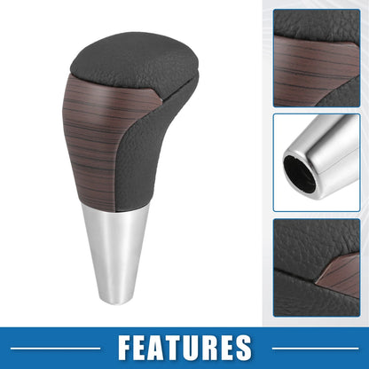 Automatic Gear Shift Knob Cover for Toyota - Wood Grain Black Faux Leather