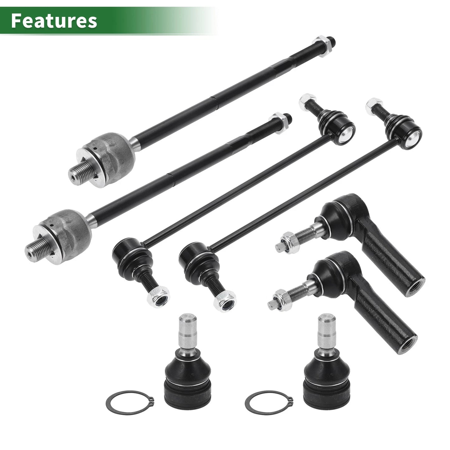 8pcs Front Suspension Kit Tie Rod Ends & Sway Bar Links for Ford Mustang (2005-2014)
