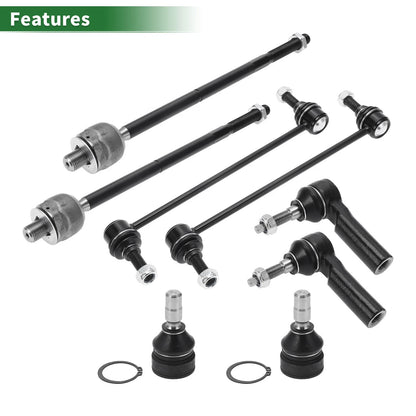 8pcs Front Suspension Kit Tie Rod Ends & Sway Bar Links for Ford Mustang (2005-2014)