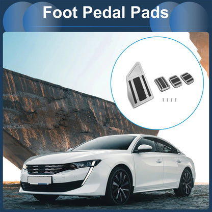 4 Pcs Foot Accelerator Pedal Covers for Peugeot 508 (2012-2014) Silver Tone