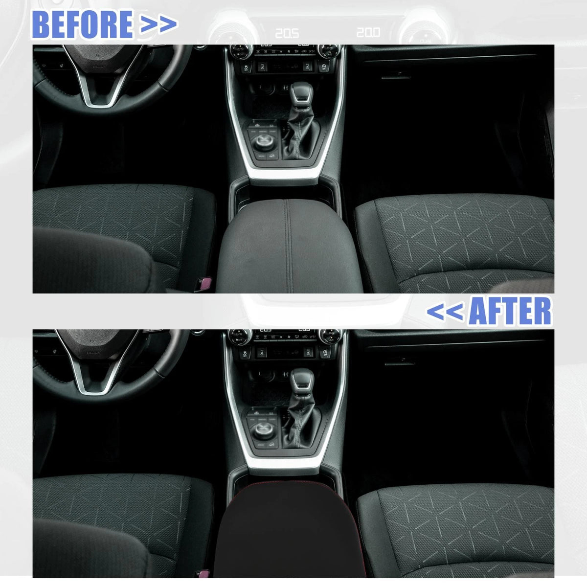 Black PU Leather Armrest Seat Box Cover for Toyota RAV4 (2019-2022)
