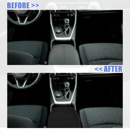 Black PU Leather Armrest Seat Box Cover for Toyota RAV4 (2019-2022)