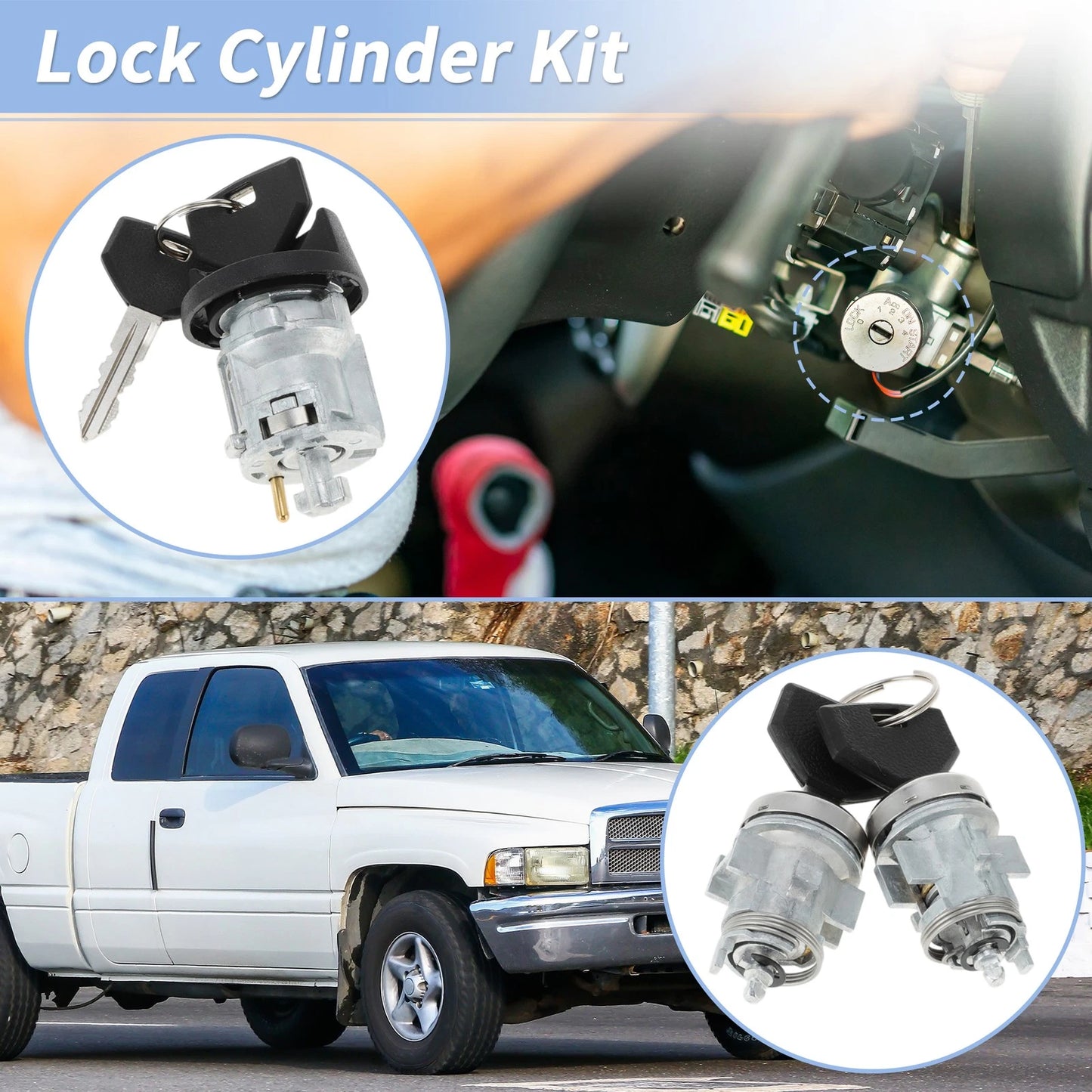 Ignition Lock Cylinder and Door Lock for Dodge Ram 1500 250