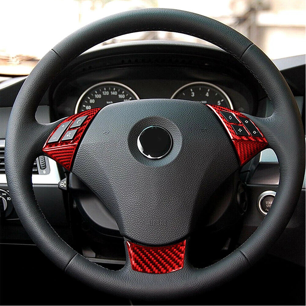 Red Steering Wheel Button Trim Cover for BMW 5 Series E60 (2004-2010)