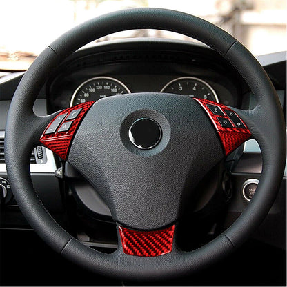 Red Steering Wheel Button Trim Cover for BMW 5 Series E60 (2004-2010)