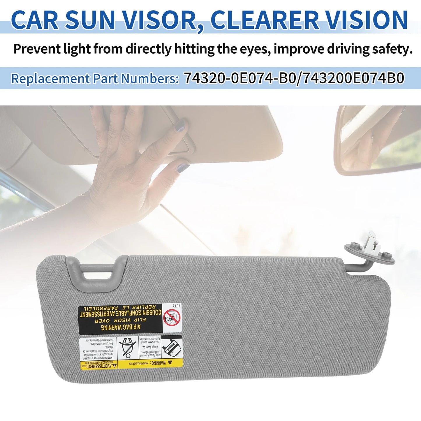 Left Side Sun Visor for Toyota Highlander (2014–2016, 2019)