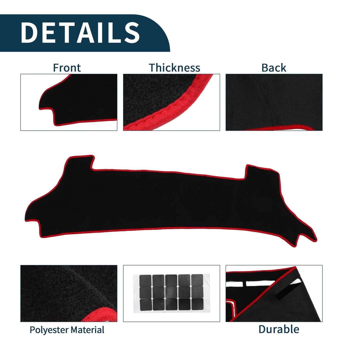 Dashboard Cover Mat for Toyota Prius 2023-2024 Black Red 1 Set