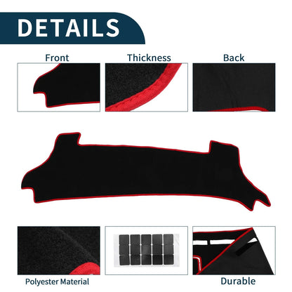 Dashboard Cover Mat for Toyota Prius 2023-2024 Black Red 1 Set