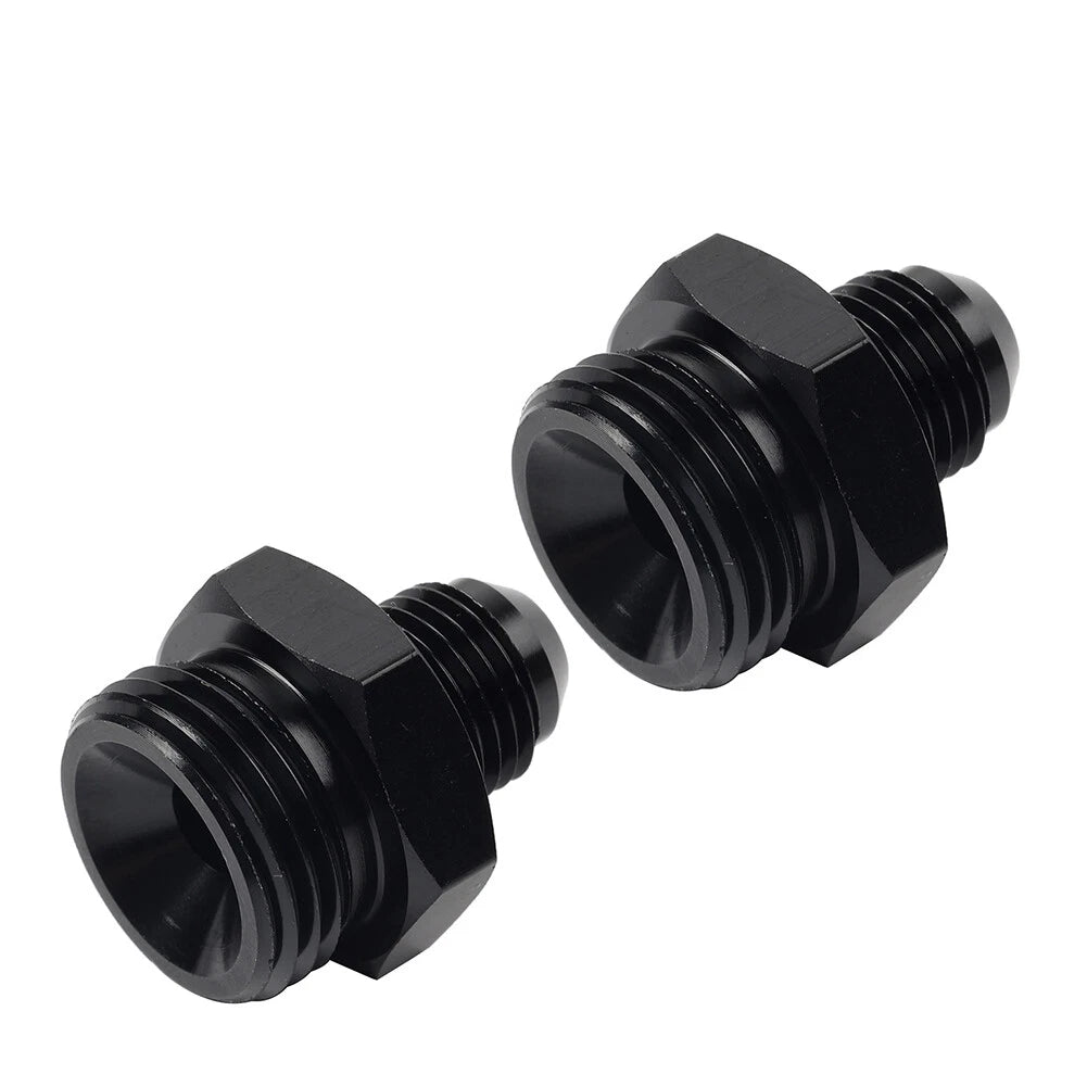2 x Black Aluminum AN6 Flare to 8AN ORB Male Fitting Adapter for Universal